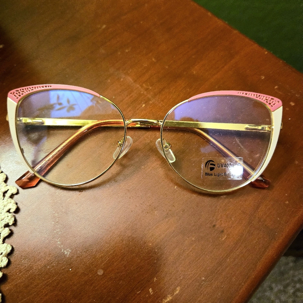 Pink & Gold Cat Eye Blue Light Glasses